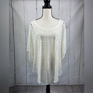 Kate Laundry Kimono Laced Coverup Tunic Cream White